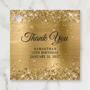 Glittery Gold Monogram 75. Geburtstag Vielen Dank Geschenkanhänger