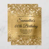 Glittery Gold Monogram Birthday Einladung (Vorne/Hinten)