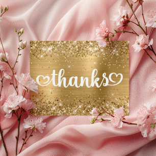 Glittery Gold Niedlich Hearts Sweet 16 Dank Postkarte