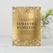 Glittery Gold Ombre Foil Abschluss Ankündigung (Stehend Vorderseite)