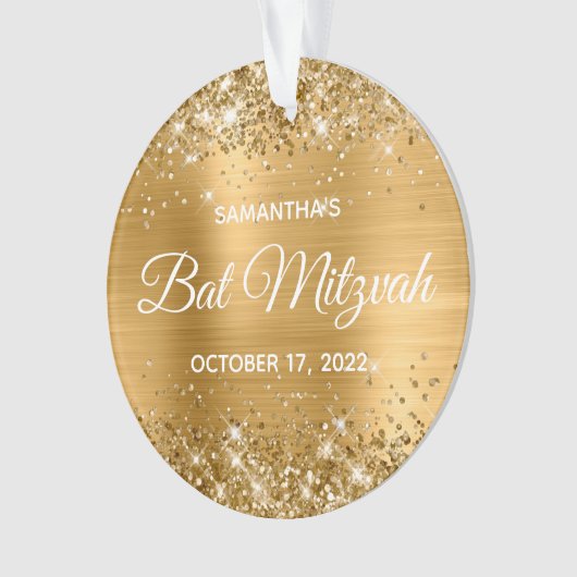 Glittery Gold Ombre Foil Bat Mitzvah Ornament (Vorderseite)