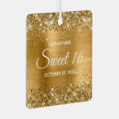 Glittery Gold Ombre Foil Sweet 16 Ornament Aus Metall (Vorderseite Rechts)