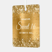 Glittery Gold Ombre Foil Sweet 16 Ornament Aus Metall (Vorderseite links)