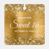 Glittery Gold Ombre Foil Sweet 16 Ornament Aus Metall (Rückseite)
