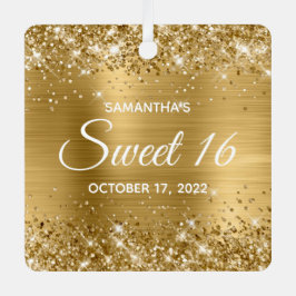 Glittery Gold Ombre Foil Sweet 16 Ornament Aus Metall