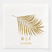 Glittery Gold Palm Leaf Monogram Name Wedding Serviette (Vorderseite)