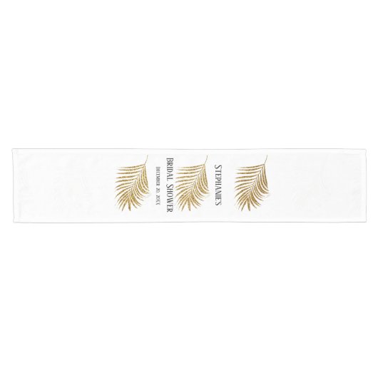Glittery Gold Palm Tree Leaf Brautparty Hochzeit Kurzer Tischläufer (Horizontal)
