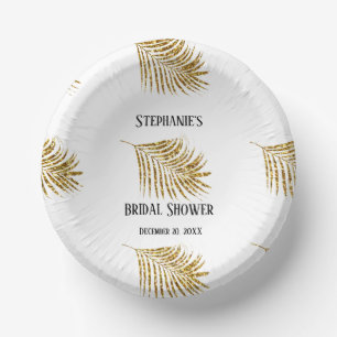 Glittery Gold Palm Tree Leaf Wedding Brautparty Pappteller