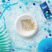 Glittery Gold Palms Kinderdusche Tropical Weddings Pappteller (Party)