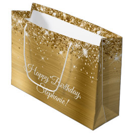 Glittery Gold Personalisiert Happy Birthday Große Geschenktüte