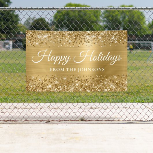 Glittery Gold Personalisiert Happy Holidays Banner (Insitu)