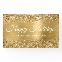 Glittery Gold Personalisiert Happy Holidays