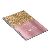 Glittery Gold Pink Blush Glam Name Notizblock (Rechte Seite)