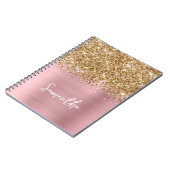 Glittery Gold Pink Blush Glam Name Notizblock (Linke Seite)