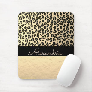 Glittery Gold Shimmery Gold Leopard Mousepad