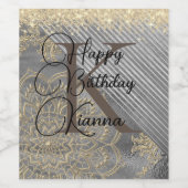 Glittery Gold Silver Mandala Personalisiert Geburt Weinetikett (Einzelnes Label)