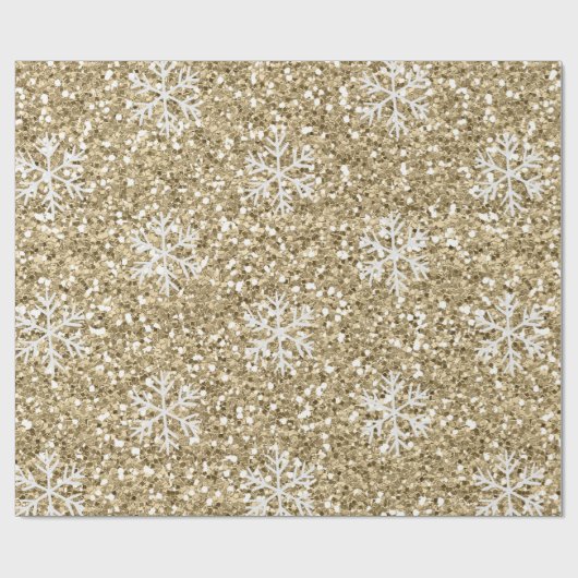 Glittery Gold Snowflake Geschenkpapier (Flach)