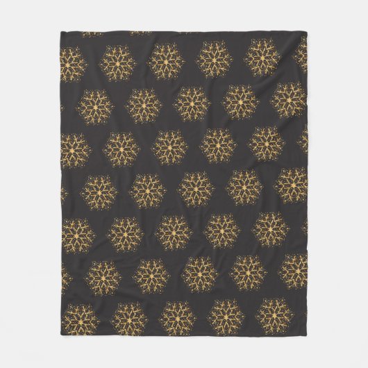 Glittery Gold Snowflakes Fleecedecke (Vorderseite)