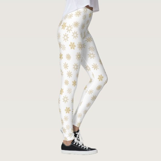 Glittery Gold Snowflakes Leggings (Rechts)