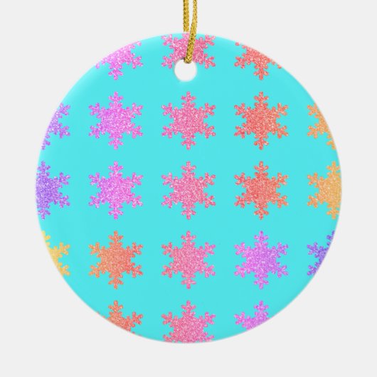Glittery Gold Snowflakes Patterns Türkis Blau Keramik Ornament (Vorne)