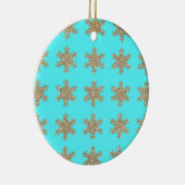 Glittery Gold Snowflakes Patterns Türkis Blau Keramik Ornament (Rechts)