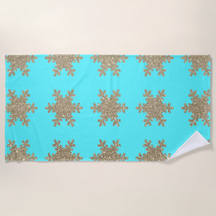 Glittery Gold Snowflakes Patterns Türkis Niedlich Strandtuch