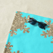 Glittery Gold Snowflakes Patterns Türkis Niedlich Strandtuch (Beispiel)
