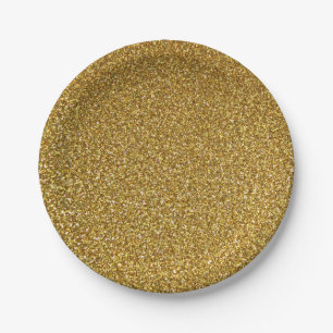 Glittery Gold Sparkle Babydusche Geburtstagssehen Pappteller