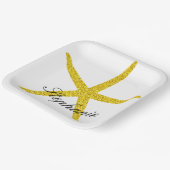 Glittery Gold Starfish Muster Individuelle Name El Pappteller (Gewinkelt)