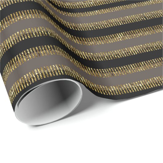 Glittery Gold Streifen Muster GIF Packpapier (Rolleneckpunkt)