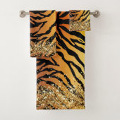 Glittery Gold Tiger Safari Print Bath Handtuch Set (Insitu)