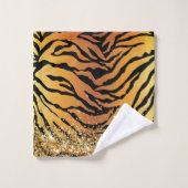 Glittery Gold Tiger Safari Print Bath Handtuch Set (Waschlappen)