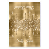 Glittery Gold treibt zwei Namenskarten an Tischnummer (Vorderseite)