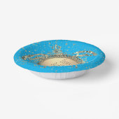 Glittery Gold Turtle on Blue Birthday Pappteller (Gewinkelt)