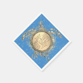 Glittery Gold Turtle on Blue Birthday Serviette (Ecke)