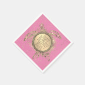 Glittery Gold Turtle on Pink Birthday Serviette (Ecke)
