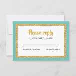 Glittery Gold und Aquamarine Bat Mitzvah Antwort<br><div class="desc">Diese trendige Einsteckkarte weist eine fette Schrift auf der Vorderseite auf,  die in Glitzer und Weiß überlegt aussieht und eine solide Rückfärbung aufweist.  Fügen Sie den Text mithilfe des Vorlagenformulars hinzu.  Ändern Sie den Schriftart,  das Layout und die Farben mithilfe der erweiterten Menüs.</div>