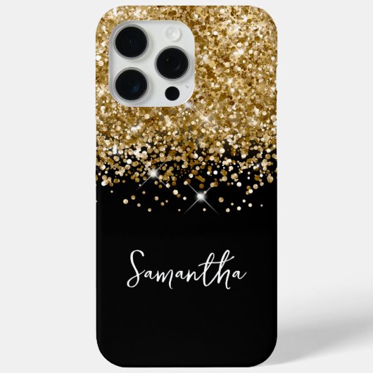 Glittery Gold und Black Glam Name Case-Mate iPhone Hülle (Rückseite)