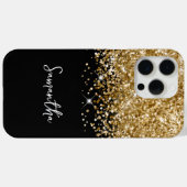 Glittery Gold und Black Glam Name Case-Mate iPhone Hülle (Rückseite (Horizontal))