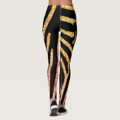 Glittery Gold und Black Zebra Wild Animal Muster Leggings (Rückseite)