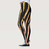 Glittery Gold und Black Zebra Wild Animal Muster Leggings (Links)