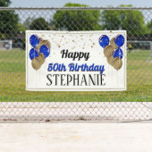 Glittery Gold und Blue Happy Birthday Banner (Insitu)
