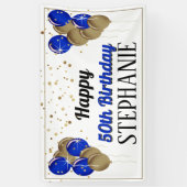 Glittery Gold und Blue Happy Birthday Banner (Vertikal)