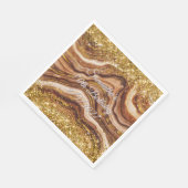 Glittery Gold und Brown Agate 70. Geburtstag Serviette (Ecke)
