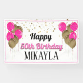 Glittery Gold und Pink Happy Birthday Banner (Horizontal)