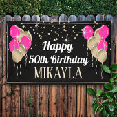 Glittery Gold und Pink Happy Birthday Banner