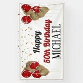 Glittery Gold und Red Happy Birthday Banner (Vertikal)