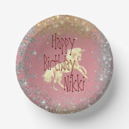 Glittery Gold Unicorn Geburtstag Pappteller