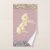 Glittery Gold Unicorn Personalisiert Badhandtuch Set (Handtuch)