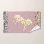 Glittery Gold Unicorn Personalisiert Badhandtuch Set (Handtuch)